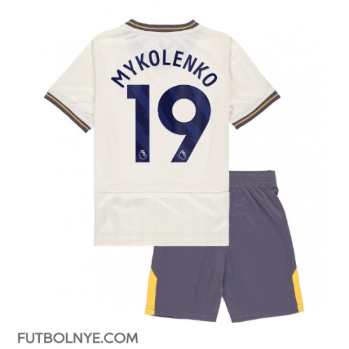 Camiseta Everton Vitaliy Mykolenko #19 Tercera Equipación para niños 2024-25 manga corta (+ pantalones cortos)